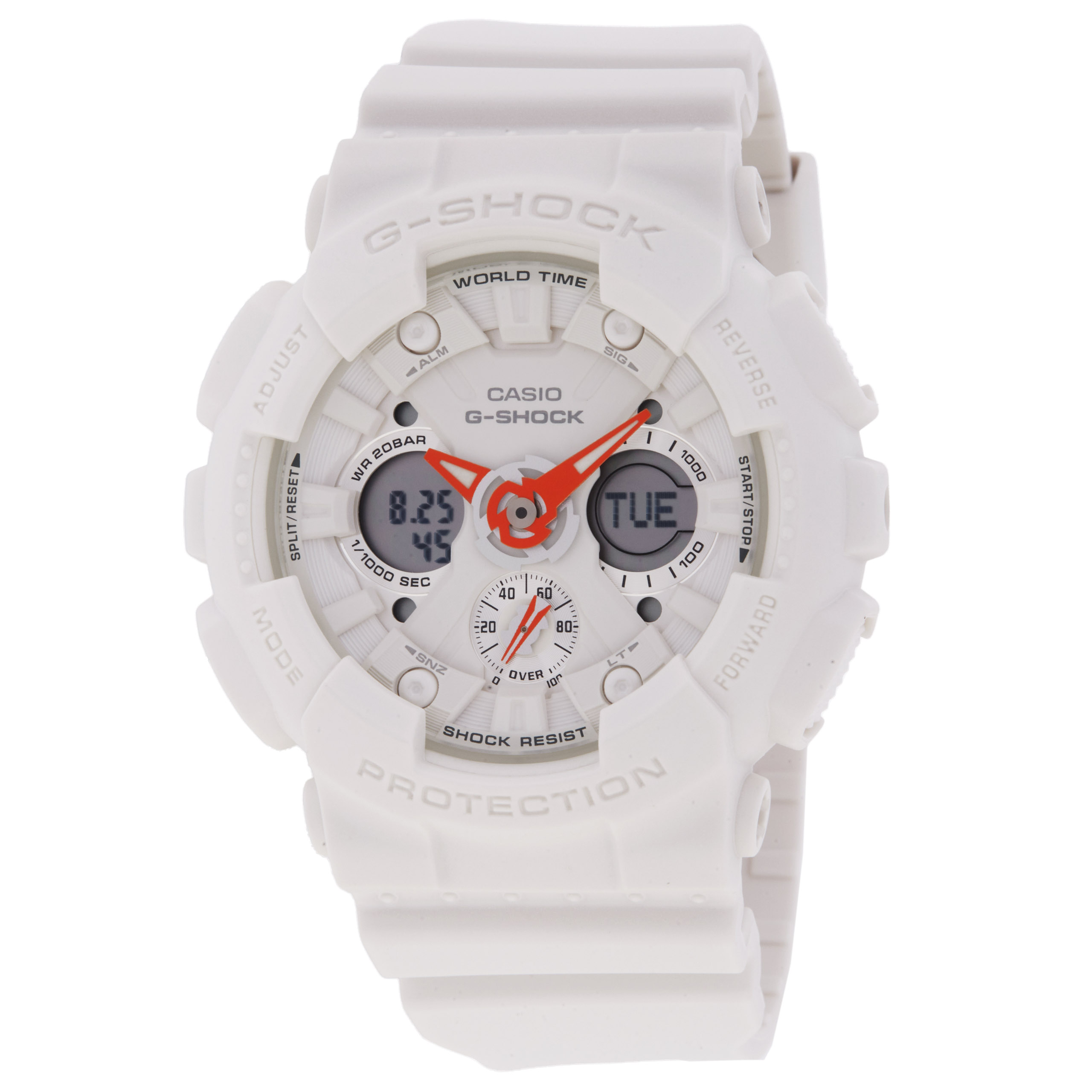 Casio G-Shock World Time Quartz Analog-Digital White Dial Ladies Watch GMA-S120SA-7A1DR