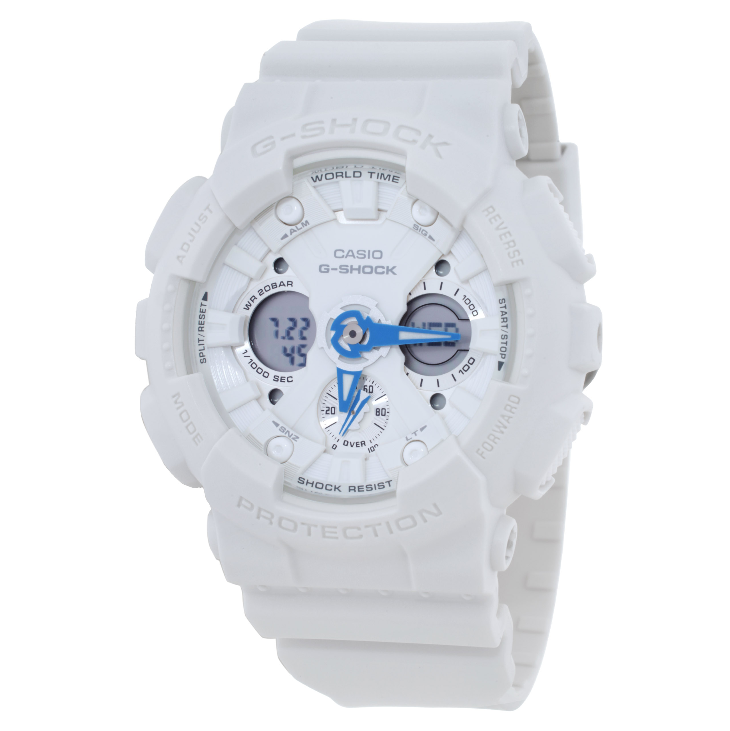 Casio G-Shock World Time Quartz Analog-Digital White Dial Ladies Watch GMA-S120SA-7A2DR
