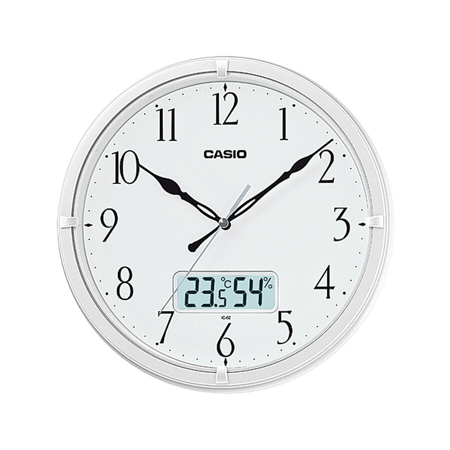 Casio White Dial White Resin Multifunction Wall Clock IC027