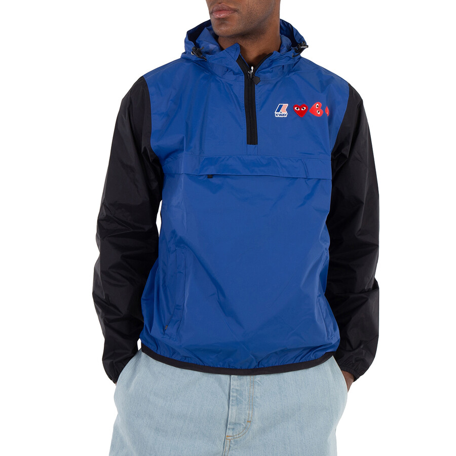 Comme Des Garçons Cdg Play Half Zip Colorblock K-way Jacket In Multi