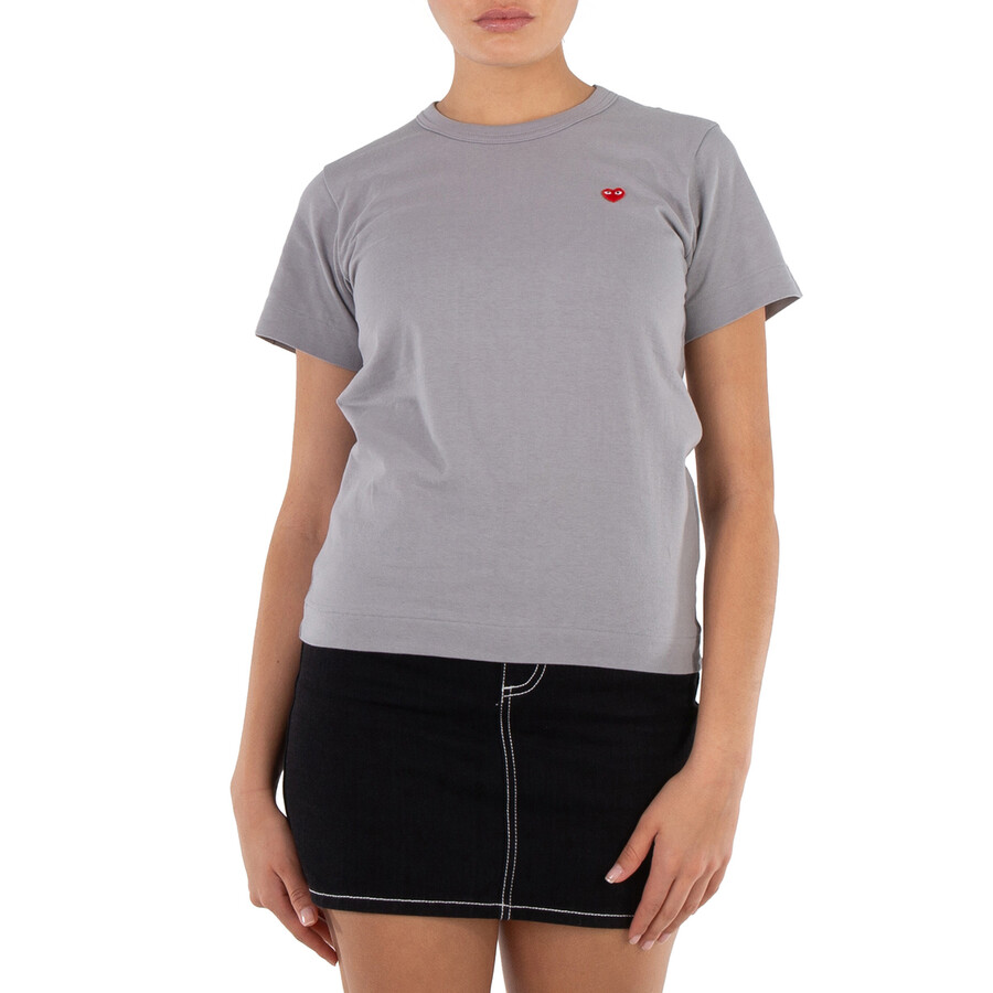 Comme Des Garçons Cdg Play Heart Emblem T-shirt In Grey In Gray