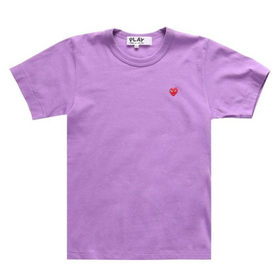 Cdg Play Heart Emblem T-shirt In Purple In Purple