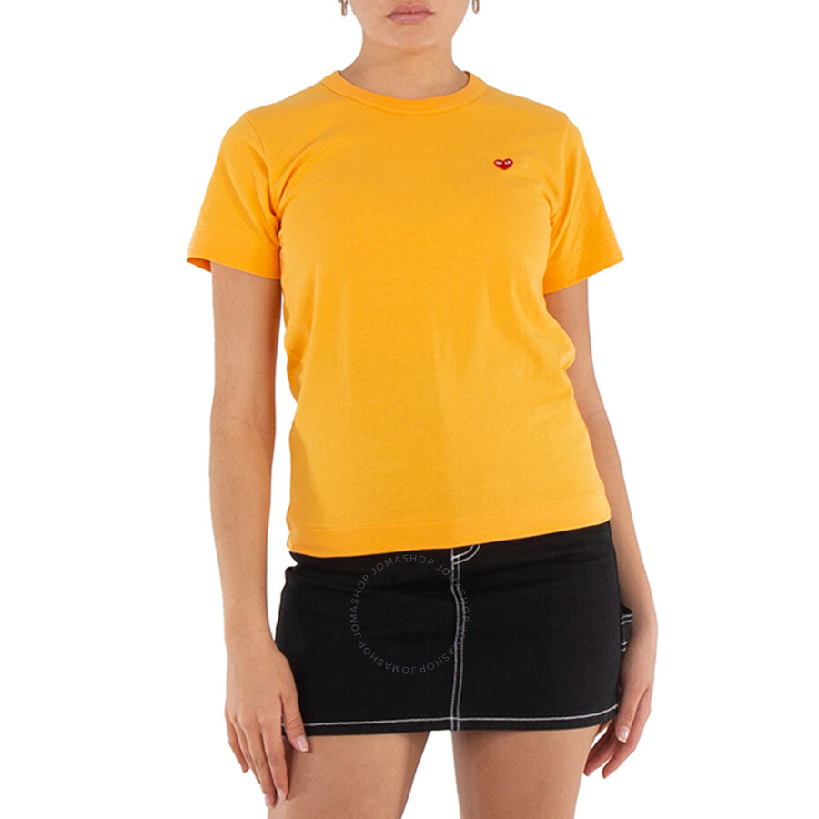 Cdg Play Heart Emblem T-Shirt In Yellow