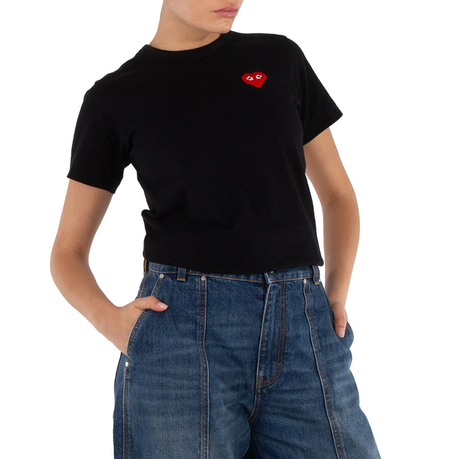 Comme Des Garçons Cdg Play Invader Heart Pixel T-shirt In Black