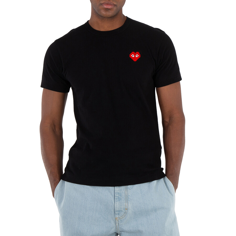 Comme Des Garçons Cdg Play Invader Heart Pixel T-shirt In Black