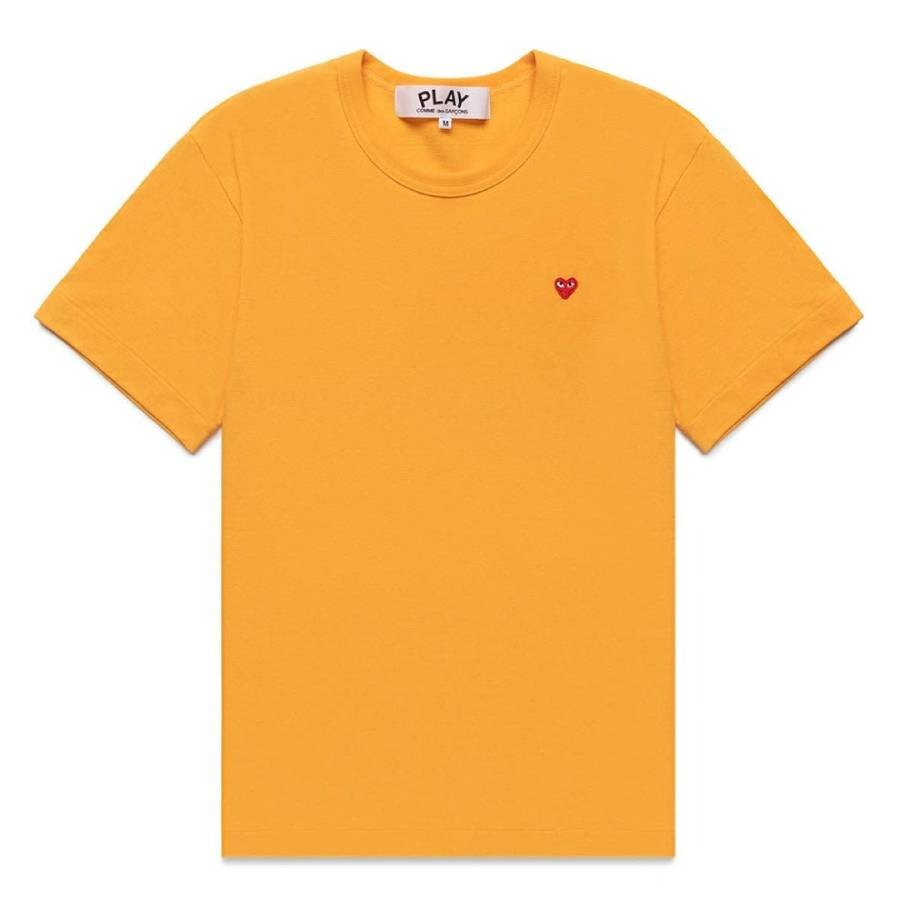 Cdg Play Small Red Heart T-Shirt In Yellow