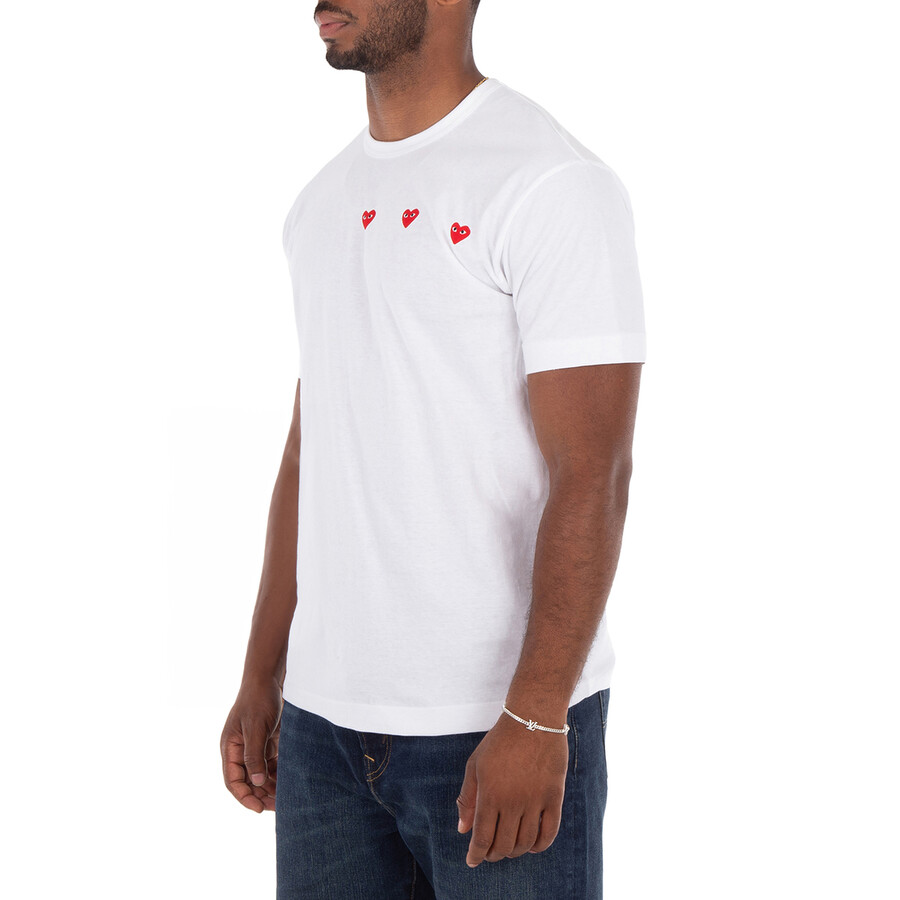 Comme Des Garçons Cdg Play Triple Heart Short-sleeve T-shirt In White