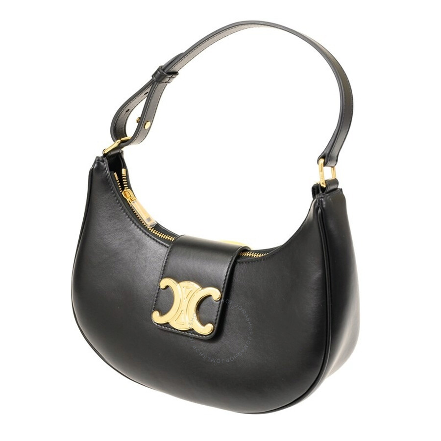 Celine Black Smooth Calfskin Medium Ava Triomphe Bag In Black