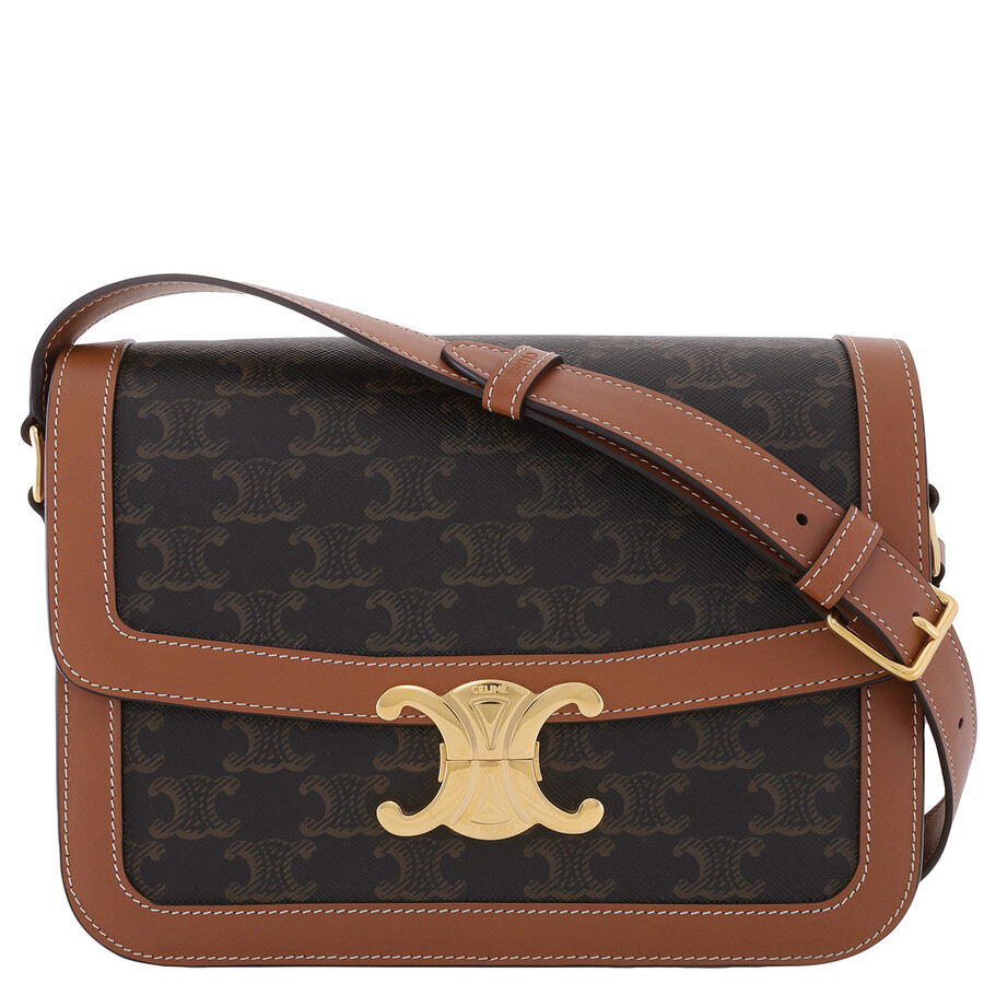 Celine Classique Triomphe Canvas Bag In Brown