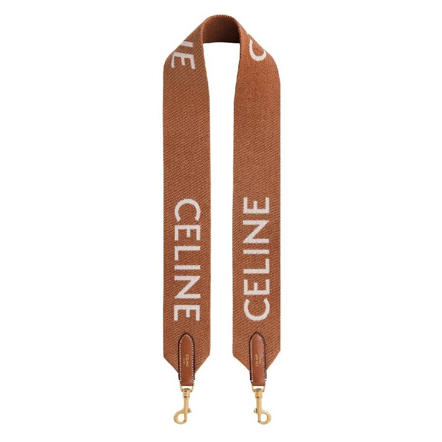 バッグ・カバンその他 24FW LONG STRAP IN WOOL WITH JACQUARD 49S012AEP 38AW LONG STRAP IN WOOL WITH CELINE JACQUARD - BLACK / WHITE | CELINE