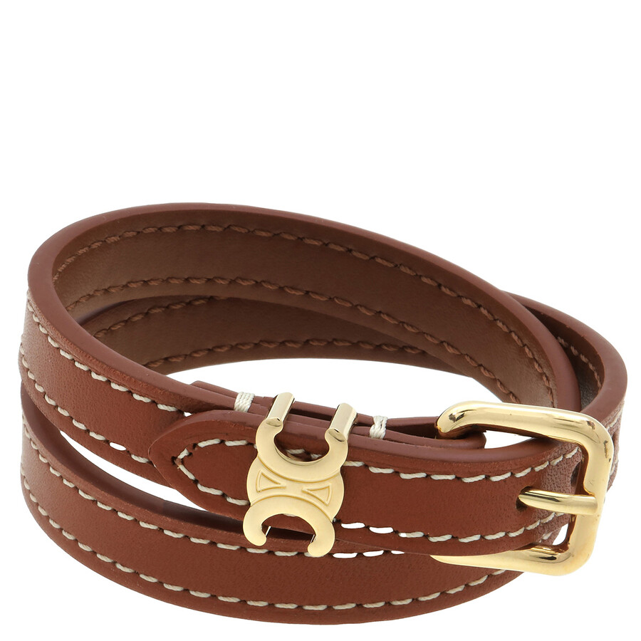 【CELINE】Les Cuirs ゴールドフィニッシュレザーブレスレット LES CUIRS CELINE BRACELET IN CALFSKIN AND BRASS WITH GOLD
