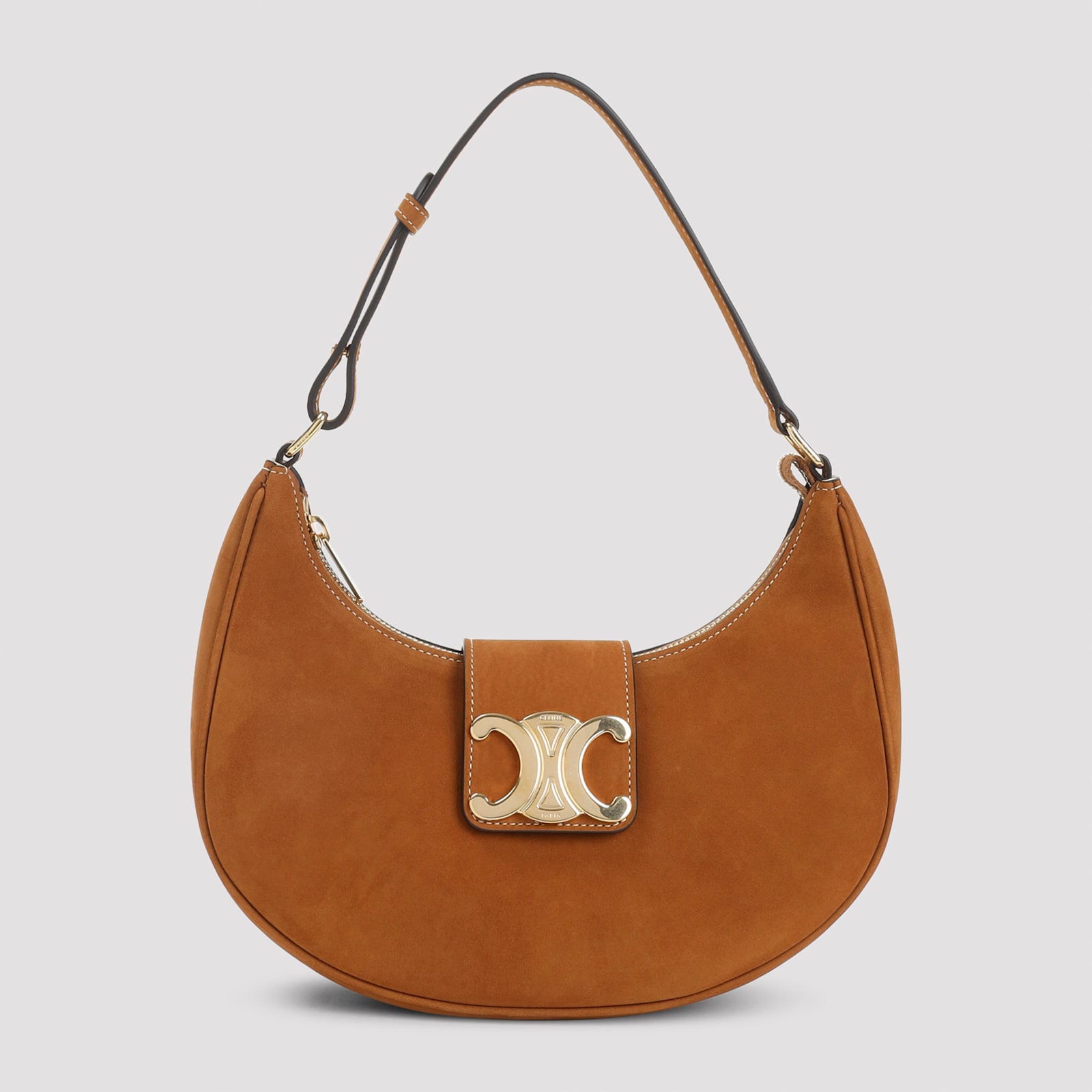 Celine Women Medium Ava Triomphe Leather Crossbody Bag In Brown