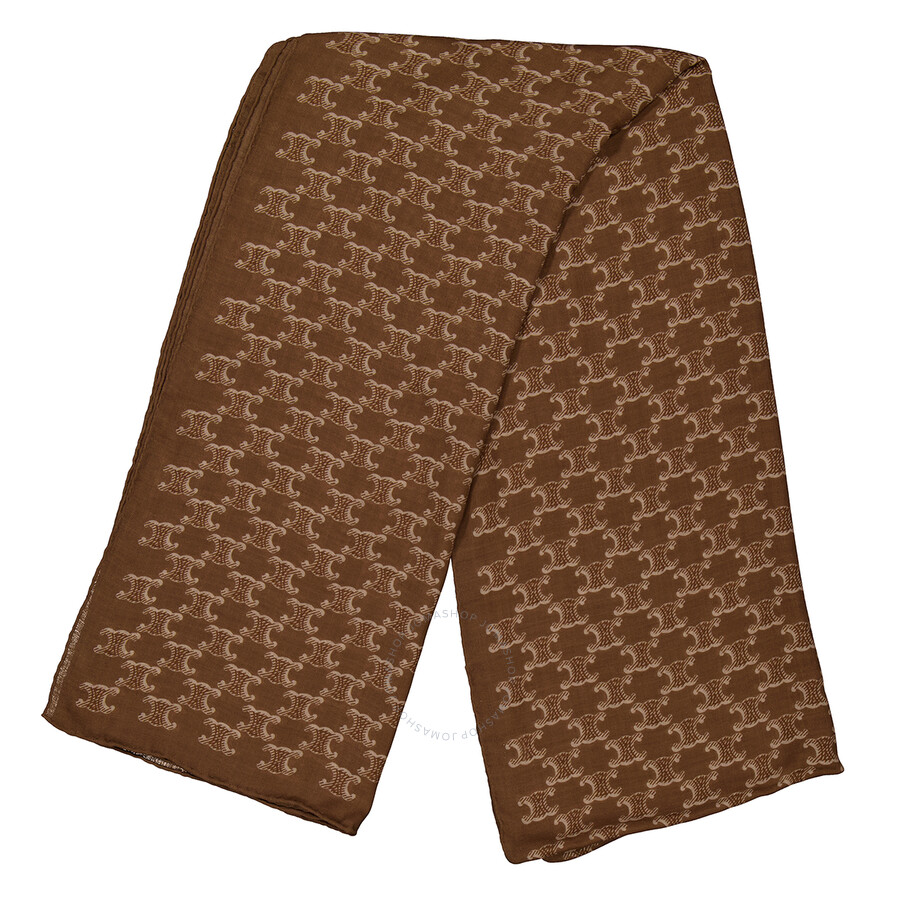 Celine Letter Pattern Cashmere Scarf In Beige