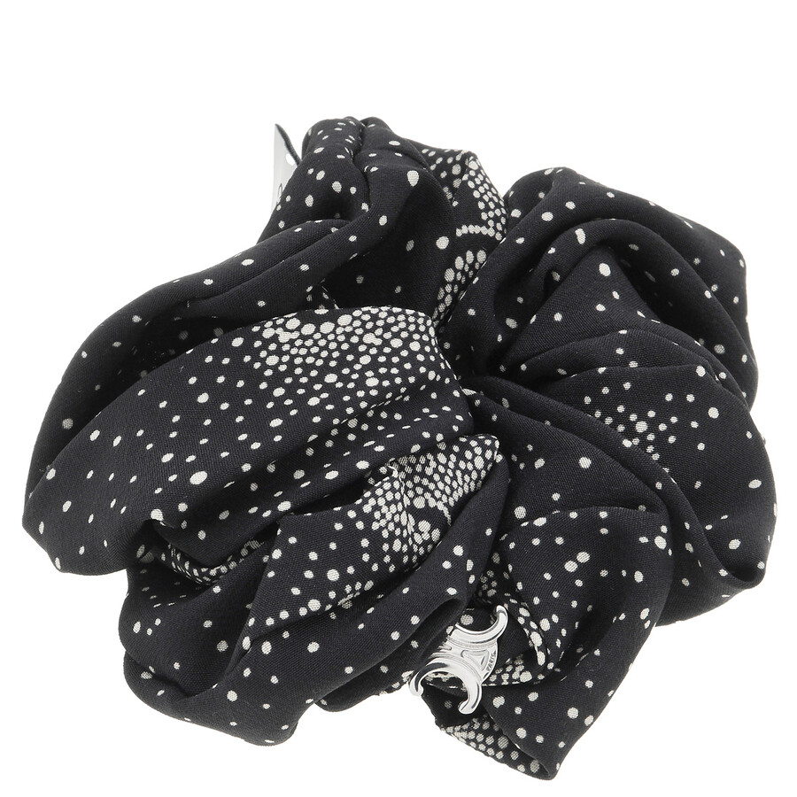 Celine Scrunchy Rayure In Black/silver In Silver Tone/black