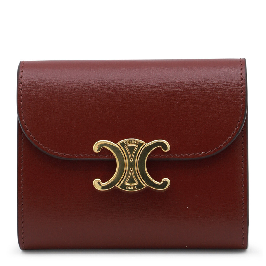 美品‼️CELINE ♡ Vintage ♡ mini Wallet CELINE Shiny Smooth Lambskin Small Triomphe Wallet Vintage