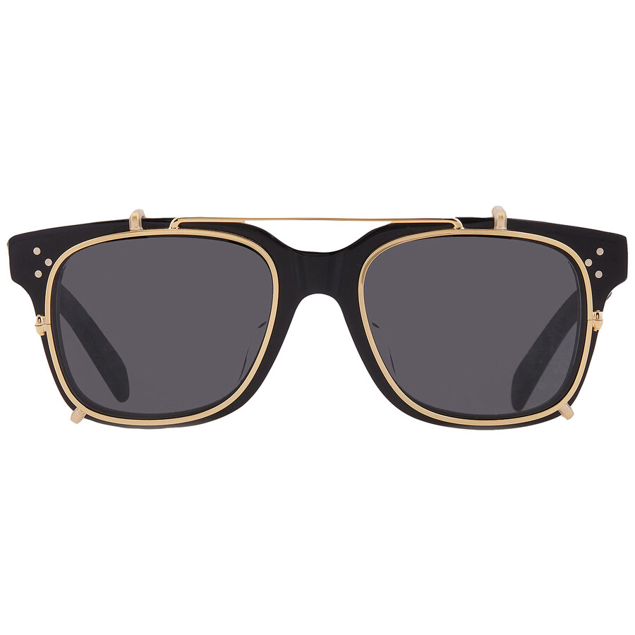 Celine Smoke Clip On Square Men's Sunglasses Cl40268u/cl 01a 50 In Black