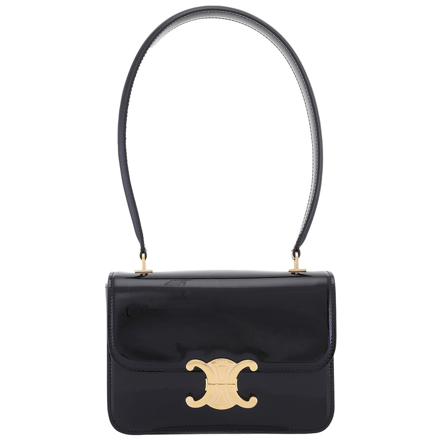 Celine Teen Garance Black Patent Calf Leather Shoulder Bag In Black