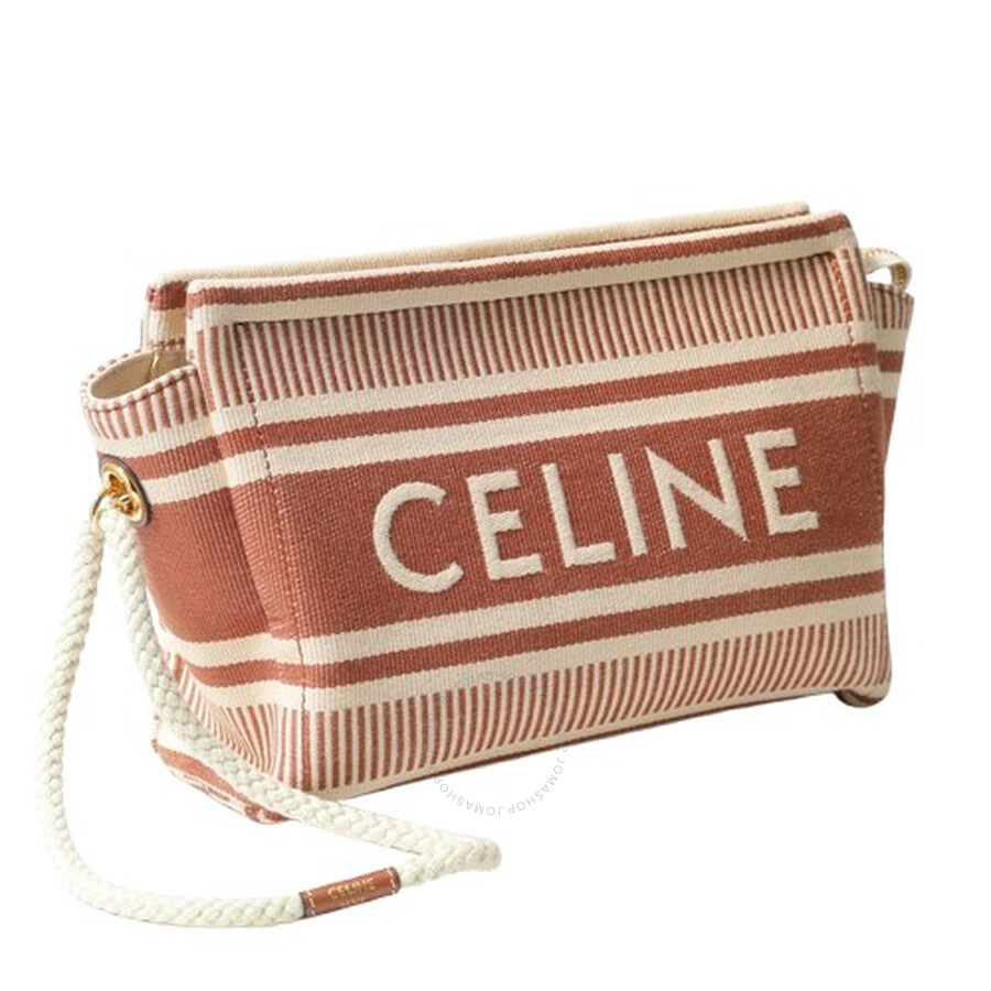 Celine Thais Pouch In Striped Textile in Sienna 10M552FVV