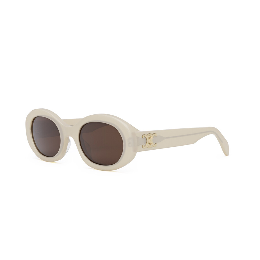 サングラス Celine Sunglasses CL40194U 25A Oval Acetate Triomphe CELINE White Round CL40194U 25A Sunglasses With Gold