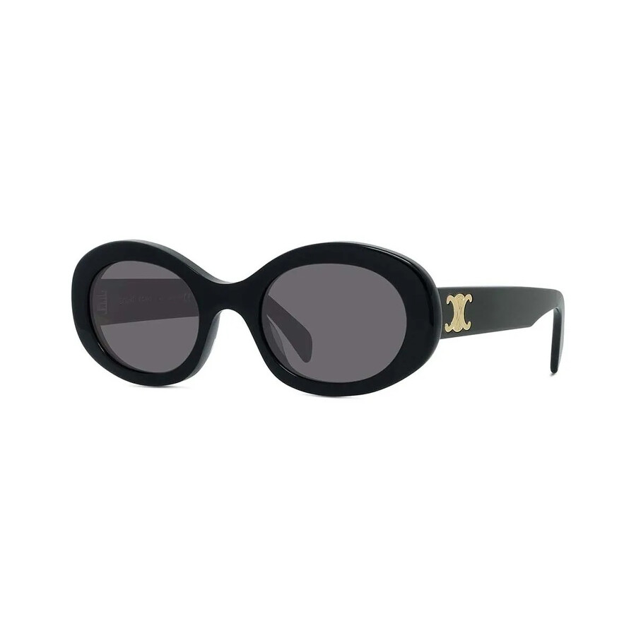 Celine Triomphe Smoke Oval Ladies Sunglasses Cl40194u 05a 52 In Black