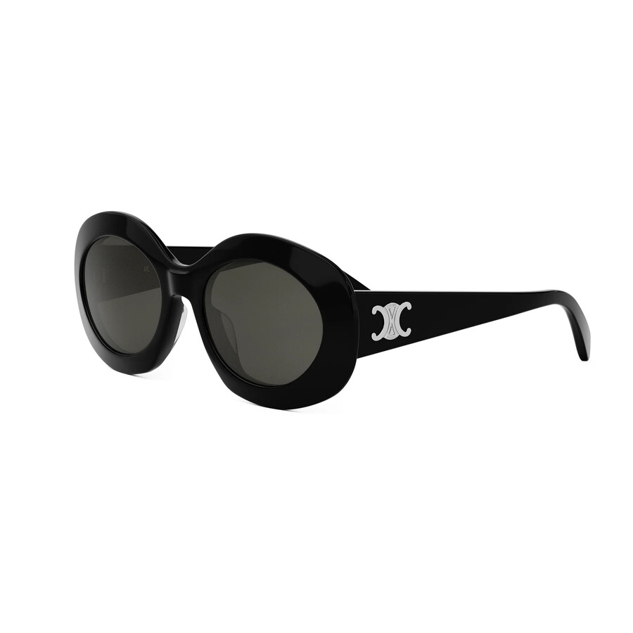 Celine Triomphe Smoke Oval Ladies Sunglasses Cl40292u 01a 54 In Black