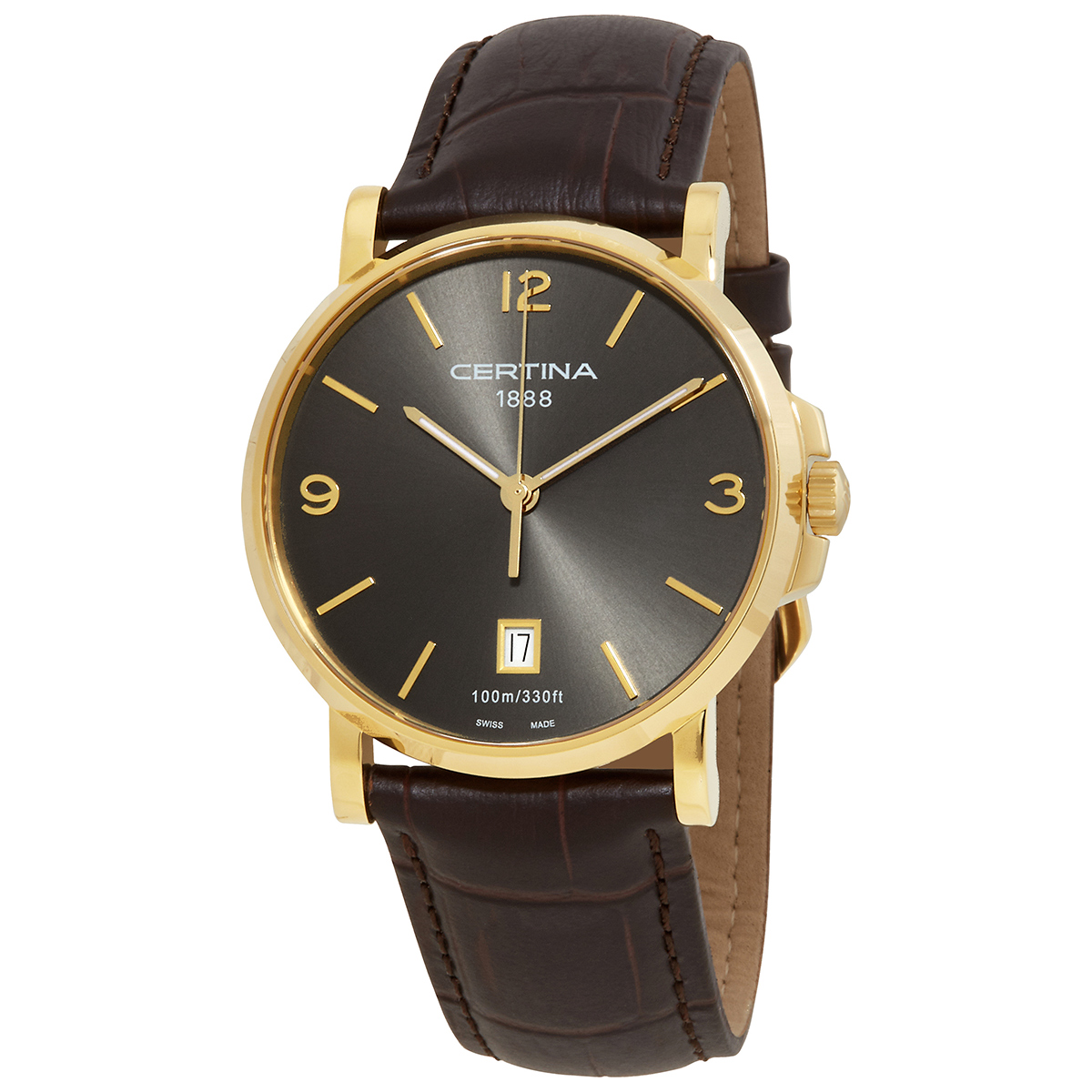 Certina DS Caimano Genuine Brown Leather Ladies Quartz Watch C017.410.36.087.00