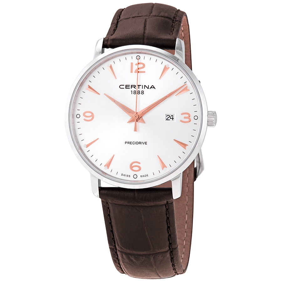 Certina DS Caimano Silver Dial Brown Leather Men's Watch C035.410.16.037.01