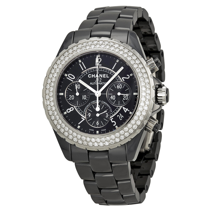 Chanel J12 H1009 Black Ceramic Diamond Chronograph 41mm Automatic