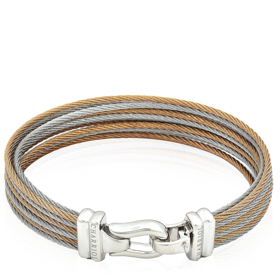 アクセサリー PHILIPPE CHARRIOL Wire bracelet Charriol Stainless Steel & 18K Gold White Topaz Bracelet