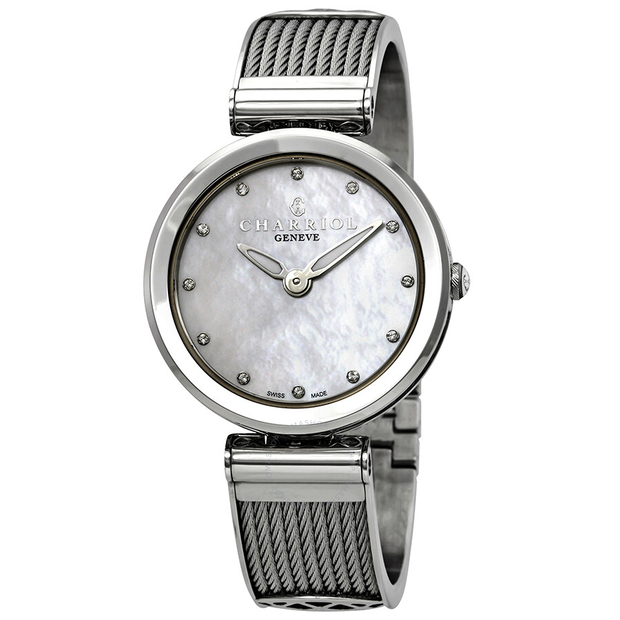 限界値下げ　シャリオール FOREVER WATCH FE32.101.000 Charriol Forever White Mother of Pearl Dial Ladies Watch
