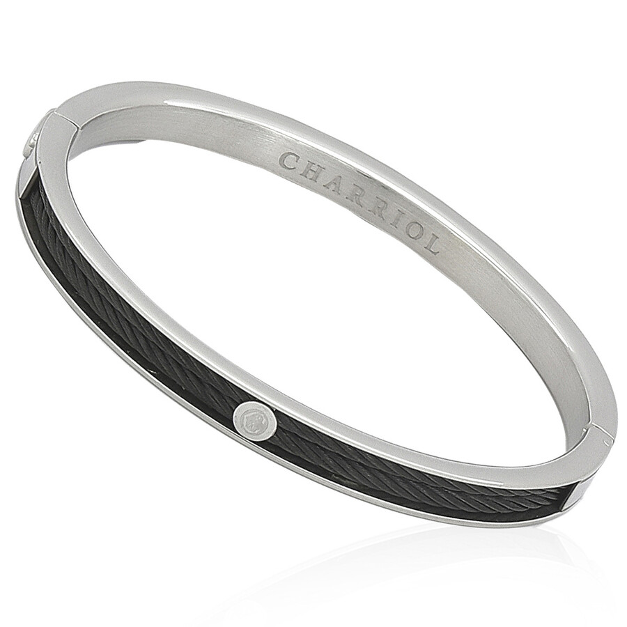 アクセサリー PHILIPPE CHARRIOL Wire bracelet Philippe Charriol Sterling Silver Steel .10 tcw Diamond Cable