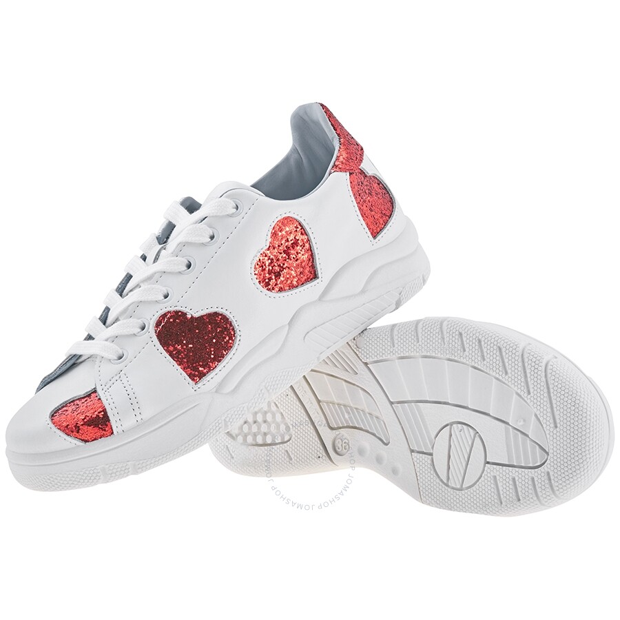 Chiara Ferragni Ladies White Sneaker Heart Red, Brand Size