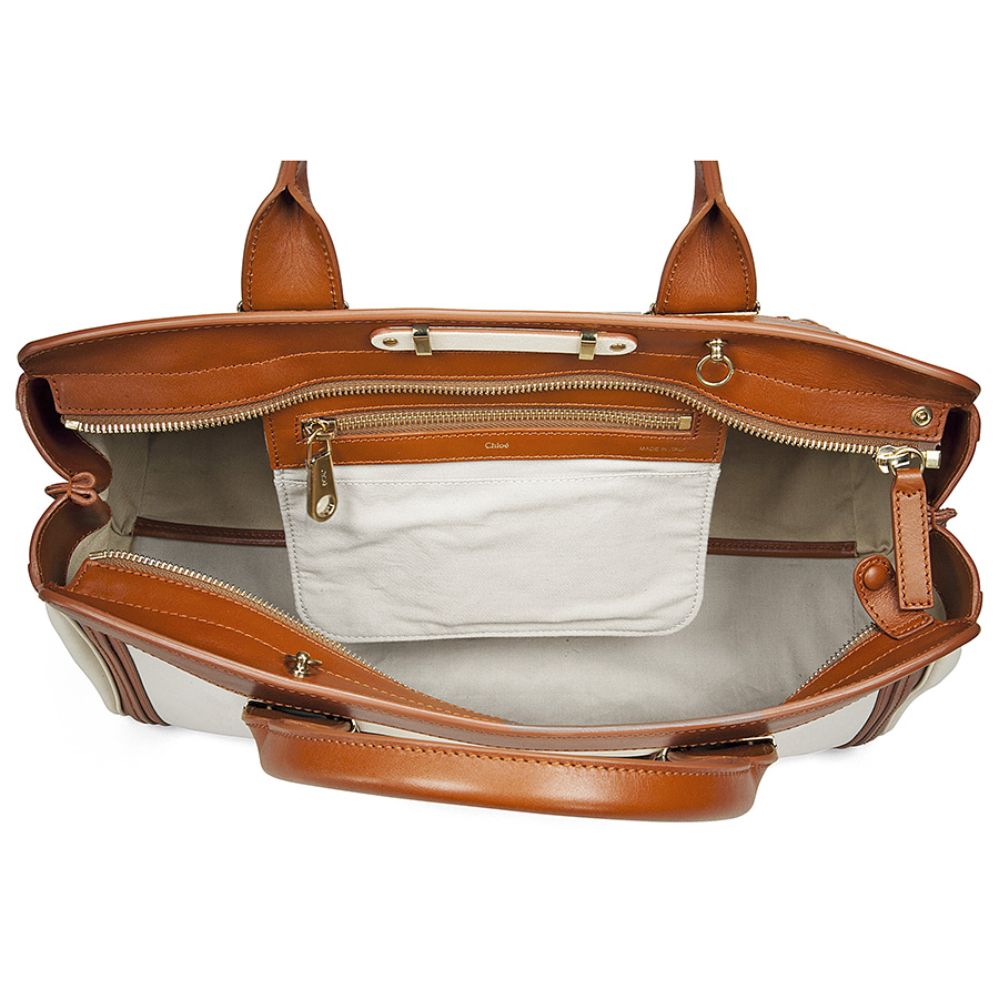 Chloe Alice Leather Shoulder Bag Tan/White Alice Chloé Handbags
