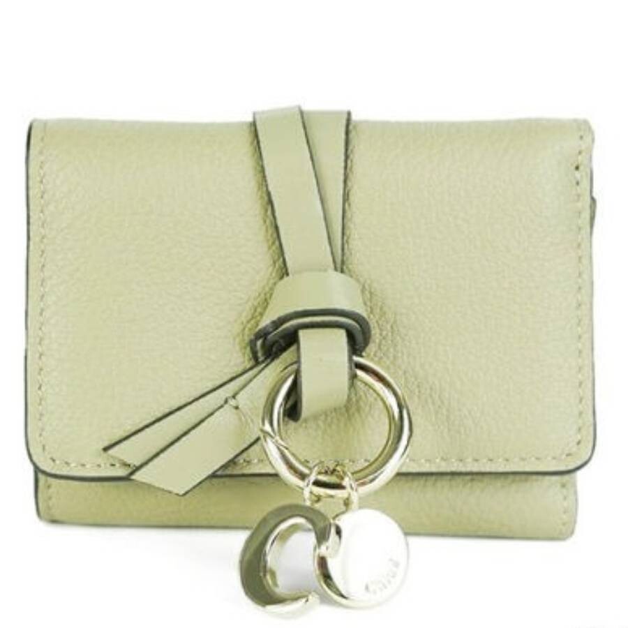 Chloé Chloe Alphabet Leather Tri-fold Wallet In Green