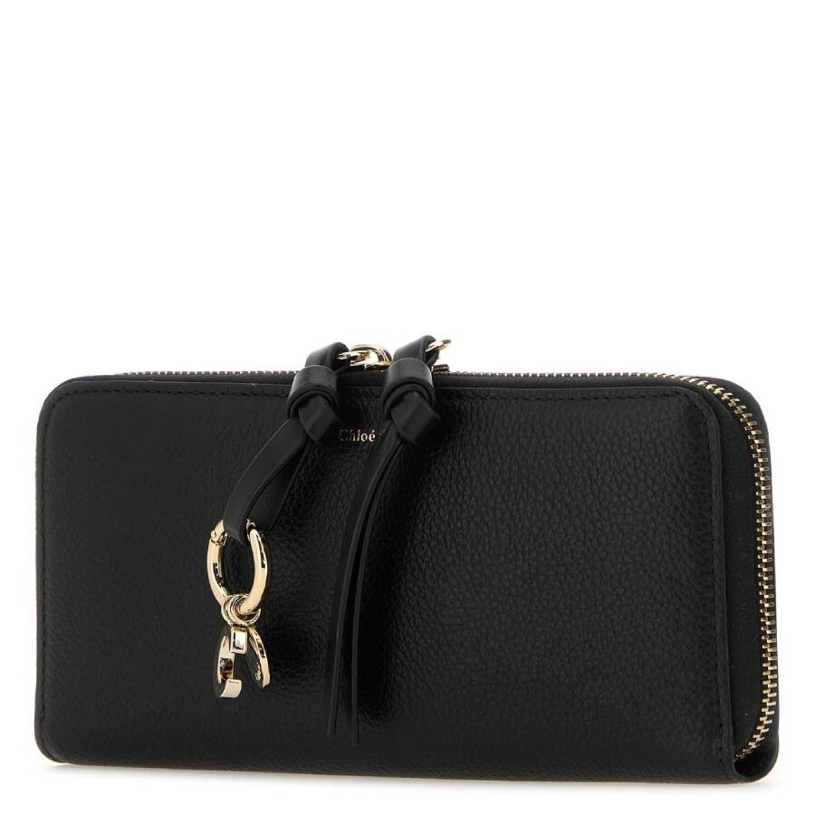 Chloé Chloe Alphabet Long Zipped Leather Wallet In Black