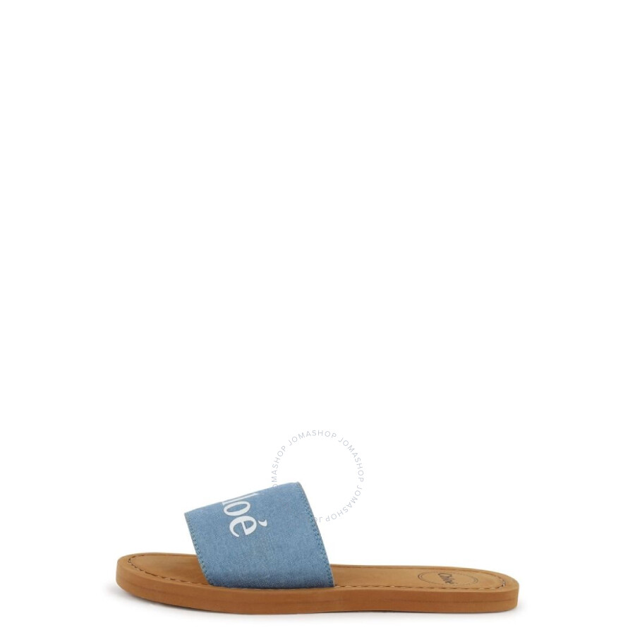 Chloé Chloe Boys Logo-print Round-toe Slides In Blue