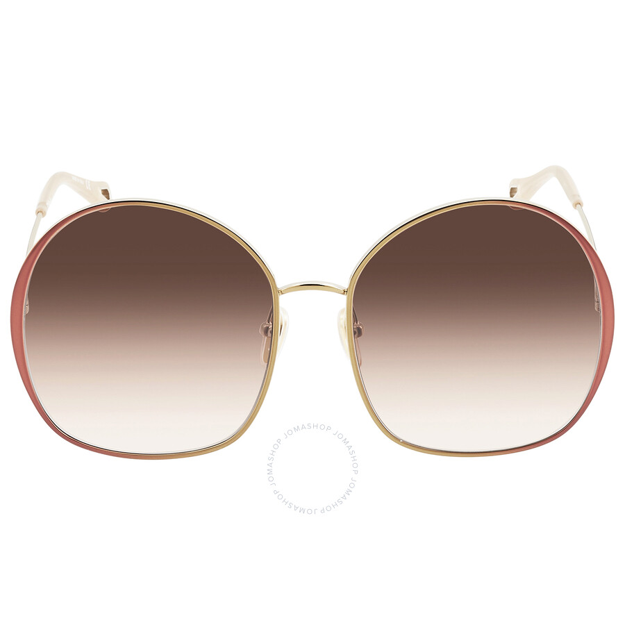 サングラス Chloe Chloe - CC0014S - 003 brown brown brown Chloé Brown Gradient Round Ladies Sunglasses CH0014S 003 62