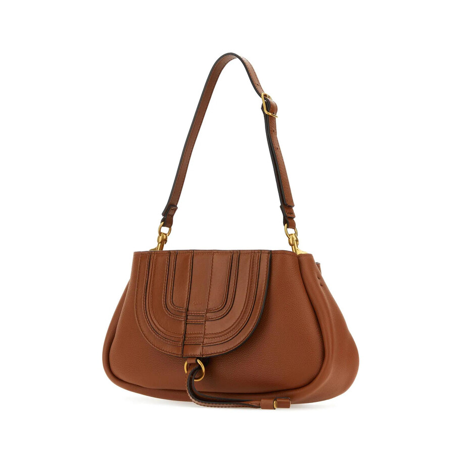 Chloé Chloe Brown Leather Small Marcie Clutch In Tan