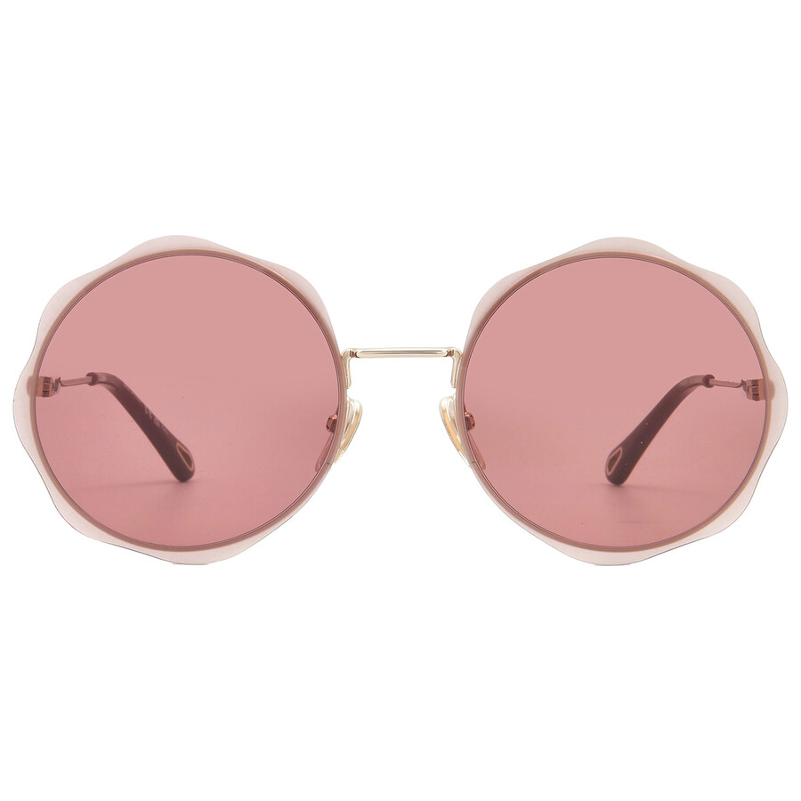 Chloé Burgundy Round Ladies Sunglasses Item CH0202S 003 61