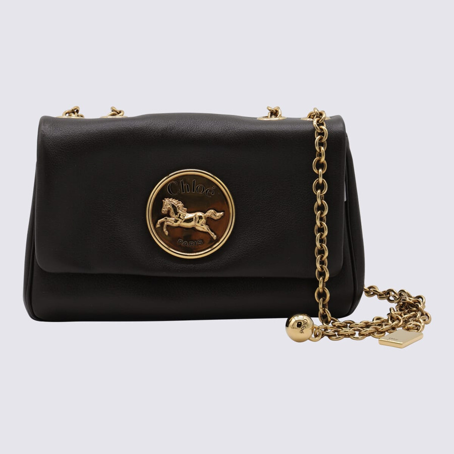 Chloé Chlo Dark Brown Leather Heritage Shoulder Bag In Black