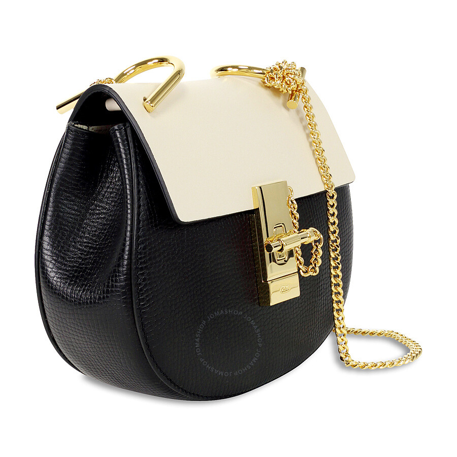 Chloe Mini Drew Calfskin Leather Shoulder Bag Black Cream Chloe Mini Drew Calfskin Leather Shoulder Bag Black Cream
