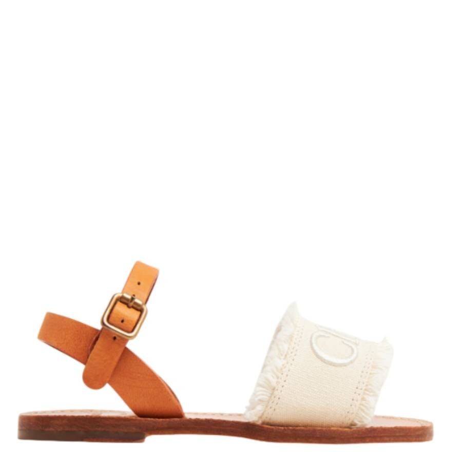 Chloé Chloe Embroidered-logo Fringed Sandals In White