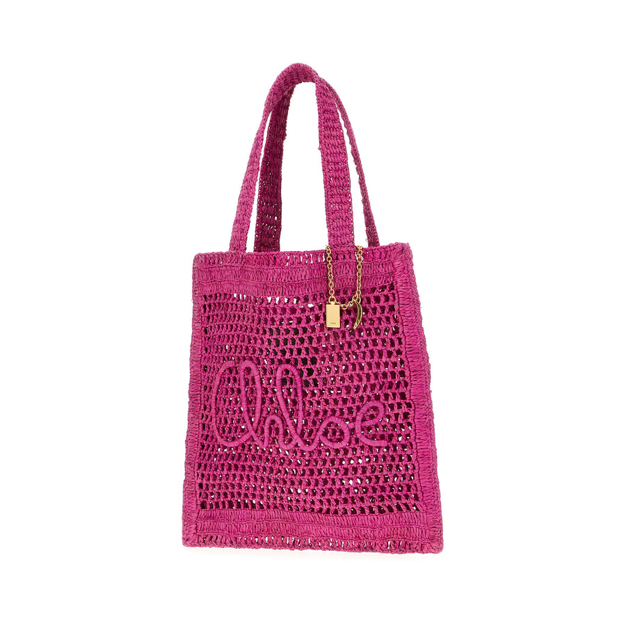Chloé Chloe Women Fuchsia Raffia Estate Banana Shopping Bag In Pink