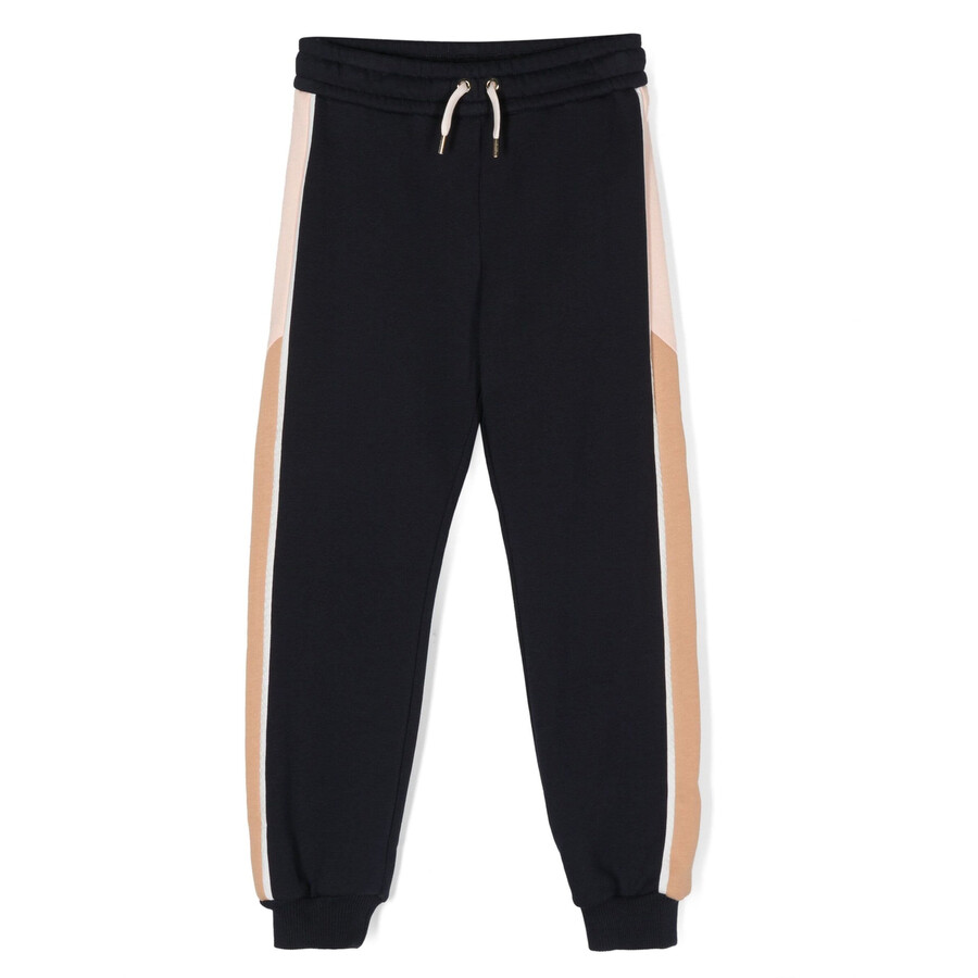 Chloé Chloe Girls Colour-block Track Pants In Blue
