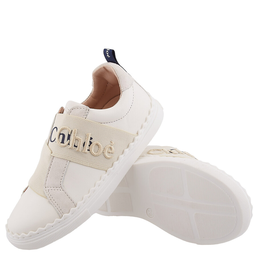Chloé Chloe Girls Lauren Low-top Sneakers In Beige