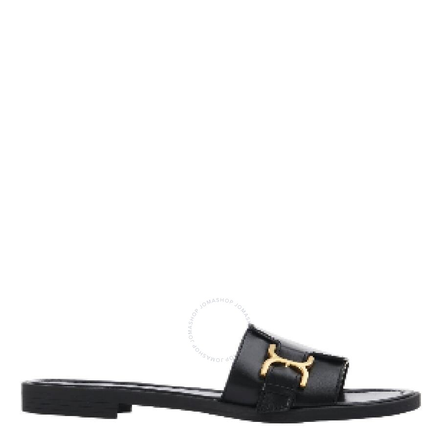 Chloé Marcie Leather-trimmed Espadrille Slides In Black