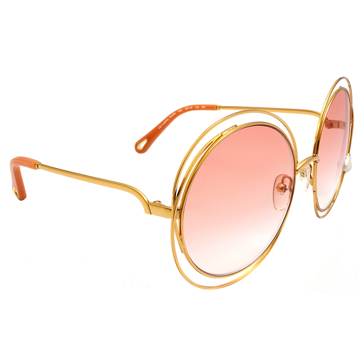 Chloé Gradient Peach Round Ladies Sunglasses CE114SPRL PEARL 