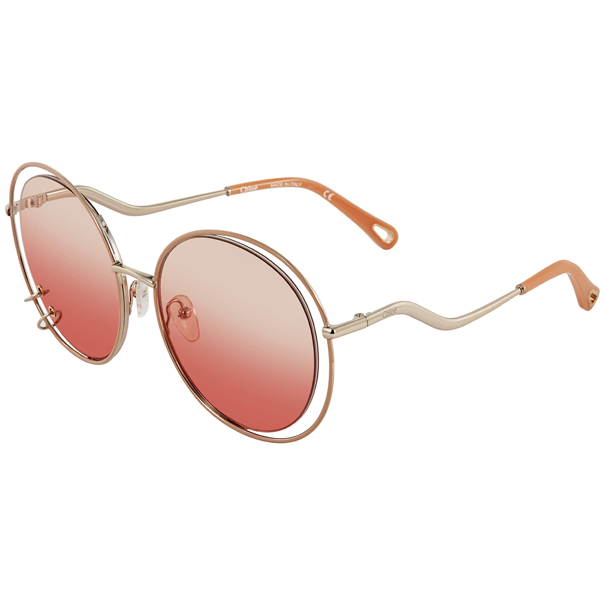 小物 Chloe Round Sunglasses Pink Gradient Chloé Gradient Rose Round Unisex Sunglasses CE153S 843 59