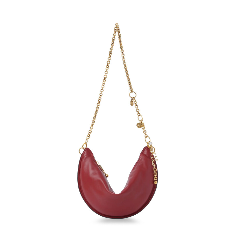 Chloé Chlo Halfmoon Leather Shoulder Bag In Burgundy