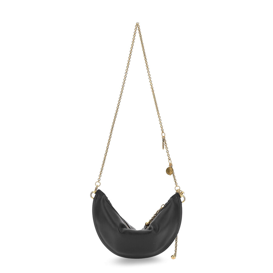 Chloé Women Black Shoulder Bag With Chain Shoulder Strap And Half Moon Design In Leather Woman In Black
